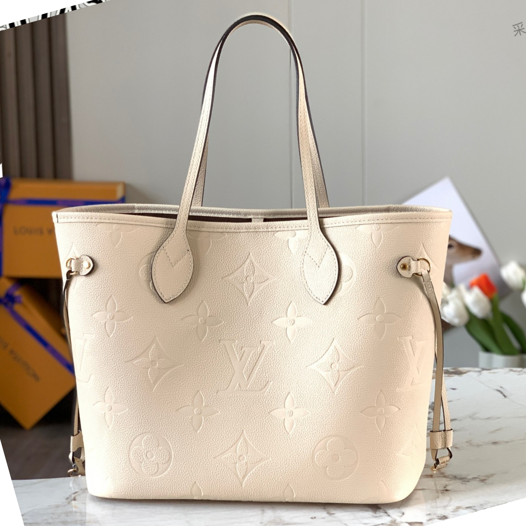 Designer Monogram Neverfull Full Leather Embossed Medium Handbag - Gorchic - $118.99