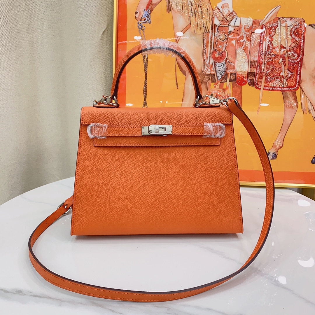 H-Inspired Kelly Haze Orange Silver Hardware - Bag - Gorchic - $156.99