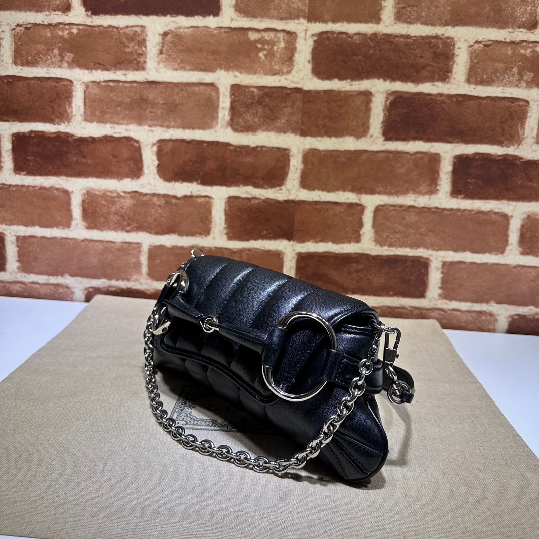 Double-G Horsebit Chain Small Shoulder Bag Black - Bag - Gorchic - $110.99