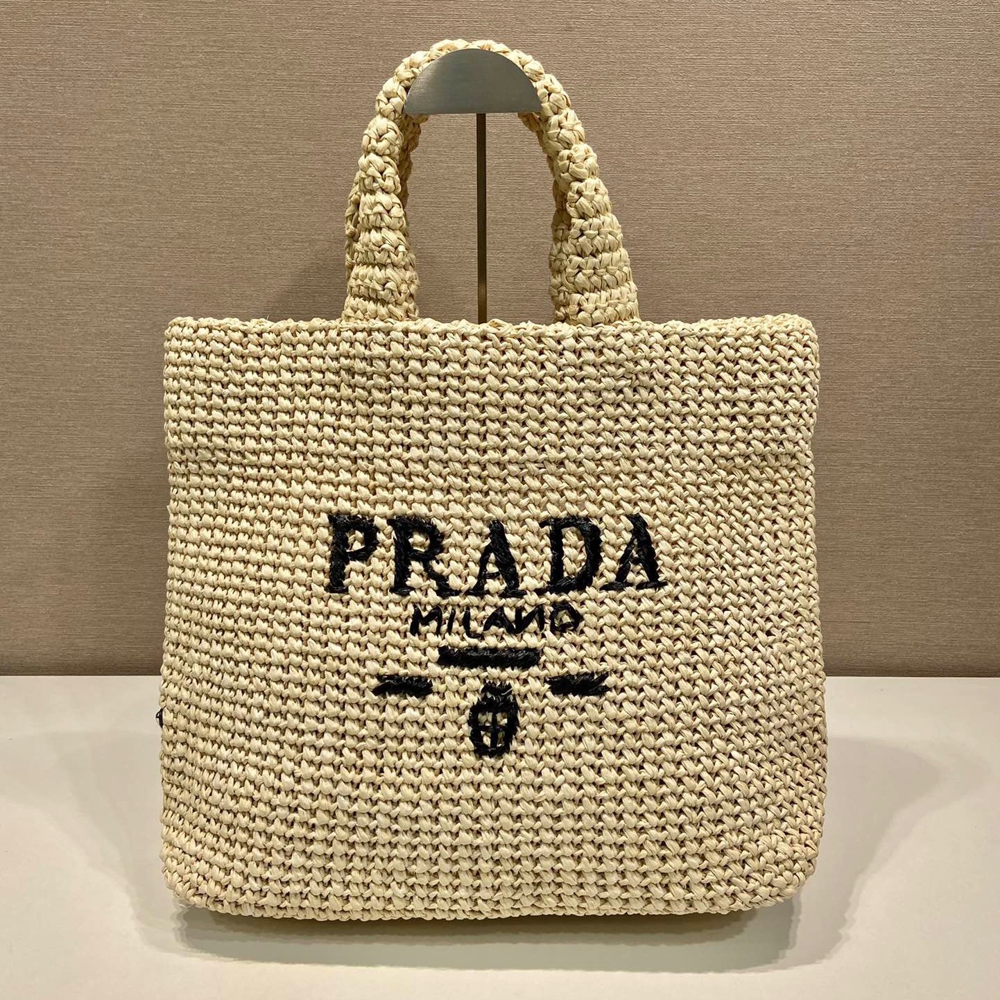 Saffiano texture Crochet tote bag Raffia bag - Gorchic - $136.99
