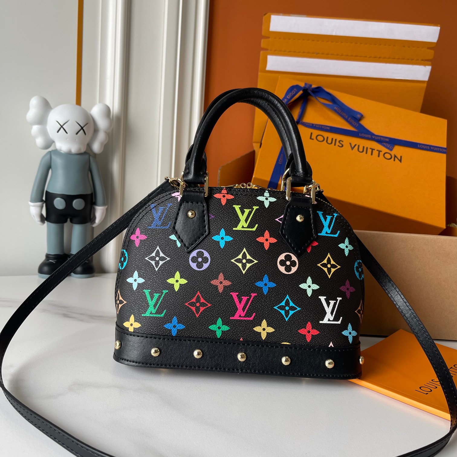 Designer Monogram x Murakami  x TM Alma BB Black Bag - Gorchic - $132.99