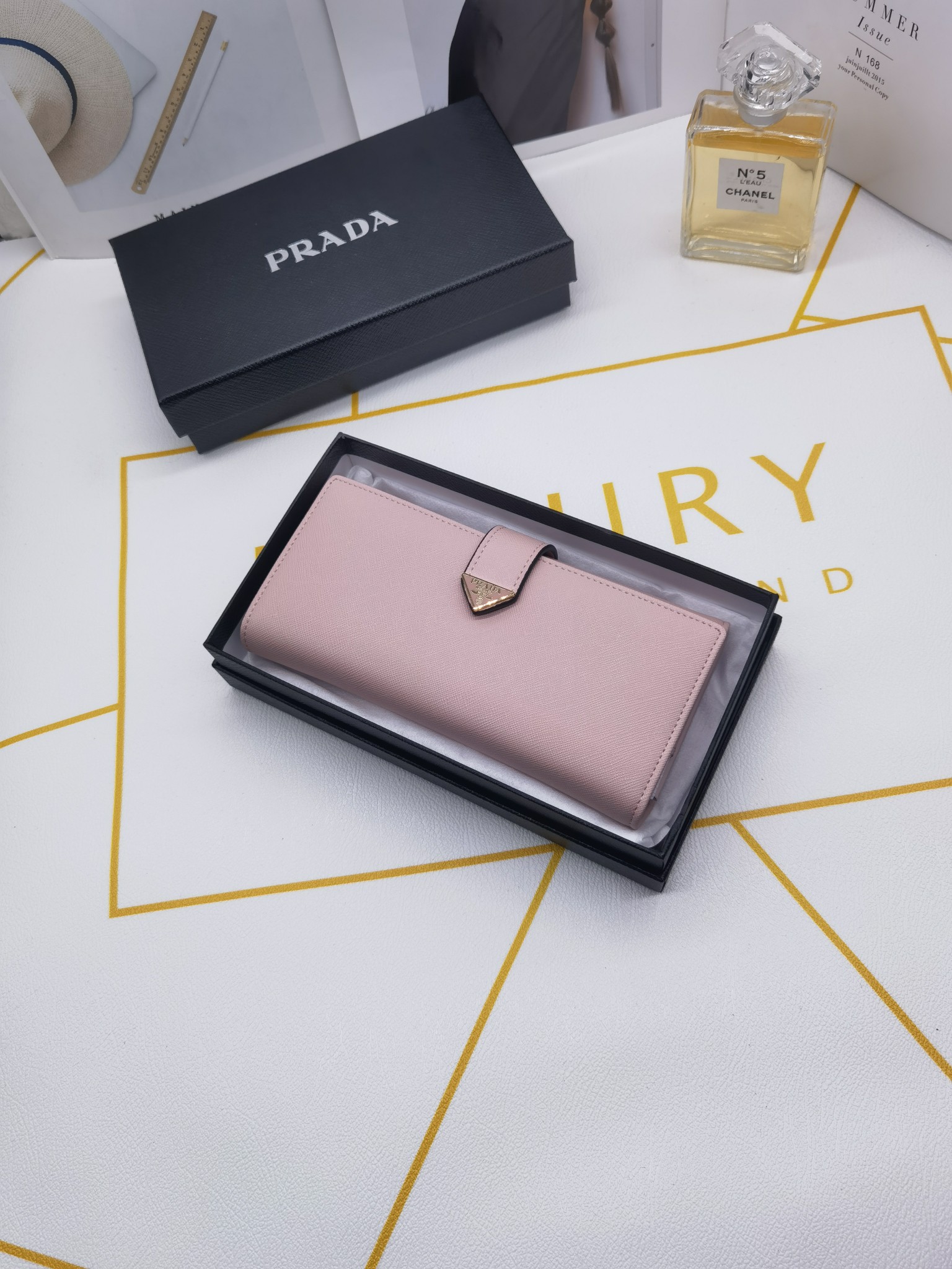 Saffiano texture Saffiano Leather Long Wallet- Pink Wallet - Gorchic - $65.99