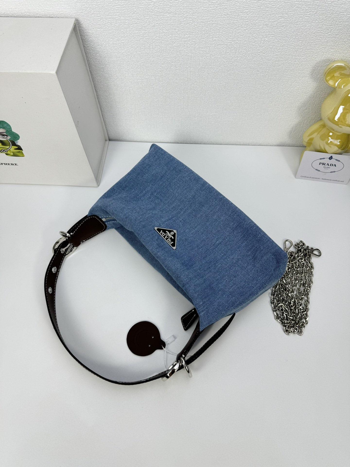 Saffiano texture Re-edition 2005 Crossbody Mini Bag Dark Blue Denim - Bag - Gorchic - $119.99