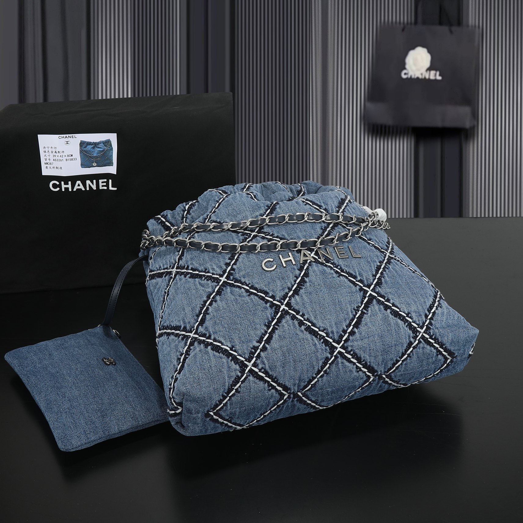CC Inspired Stitched Denim Quilted CC Inspired 22 Blue - Bag - Gorchic - $129.99