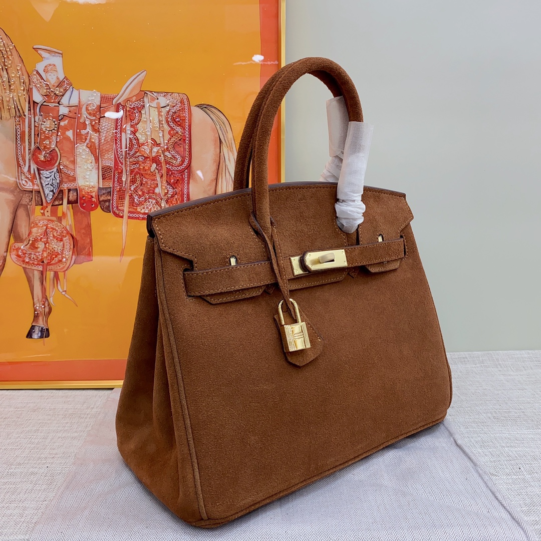 H-Inspired Birkin Bag Doblis Bag Golden Hardware -Brown Bag - Gorchic - $205.99