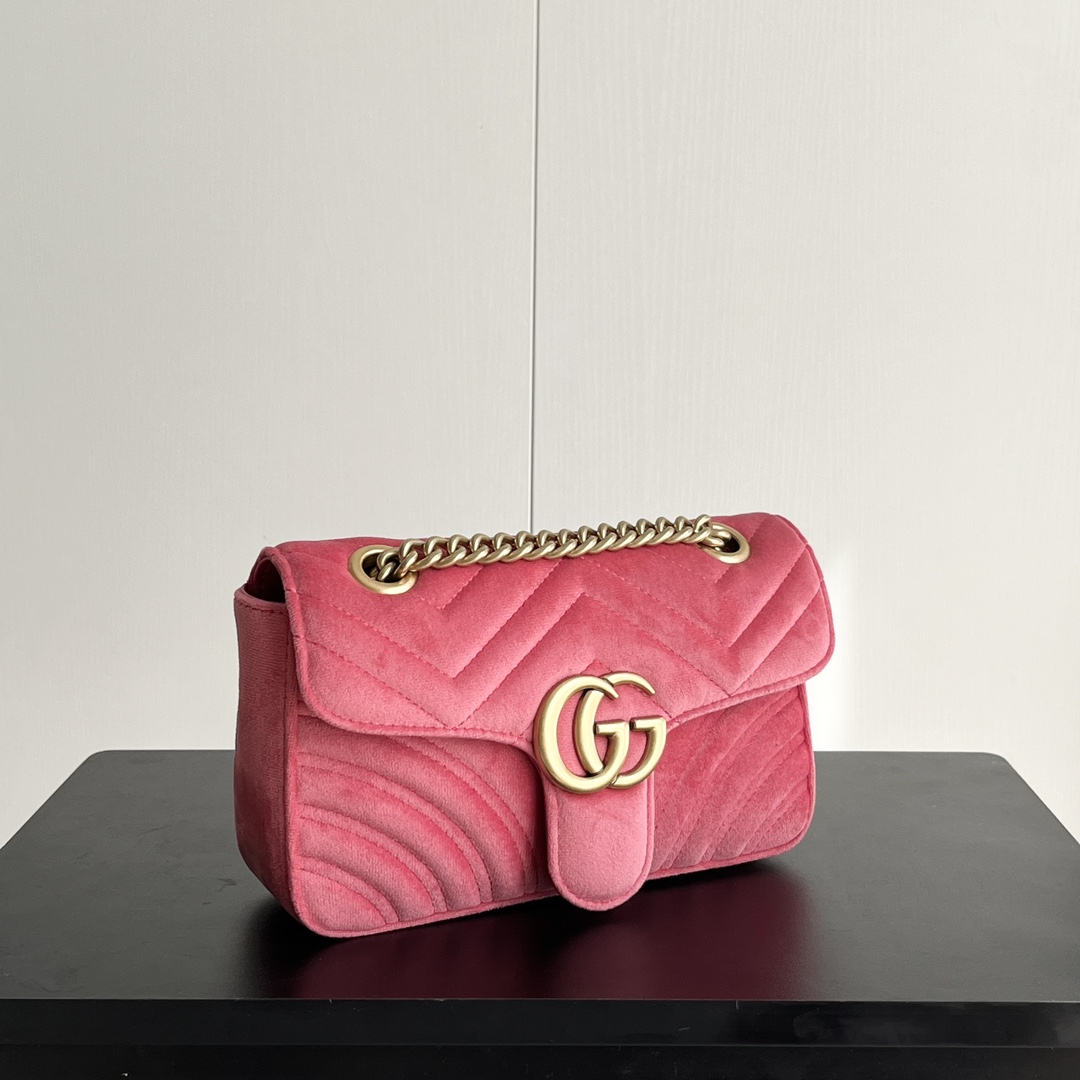 Double-G GG Marmont Veet Collection - Red Cherry Blossom Bag - Gorchic - $131.99