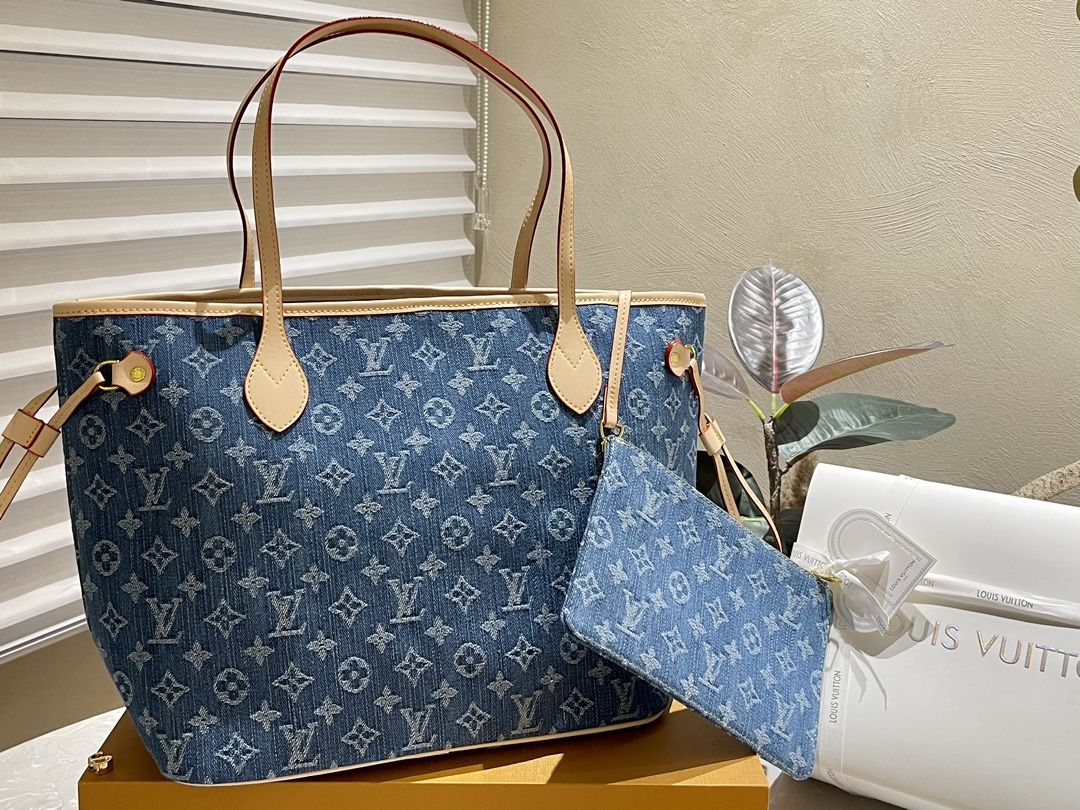 Designer Monogram Neverfull PM Classic Bag - Denim Bag - Gorchic - $129.99