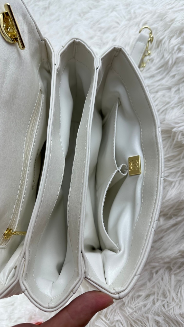 CC Inspired Top Handle Flap Bag Lambskin - White - Gorchic - $140.99