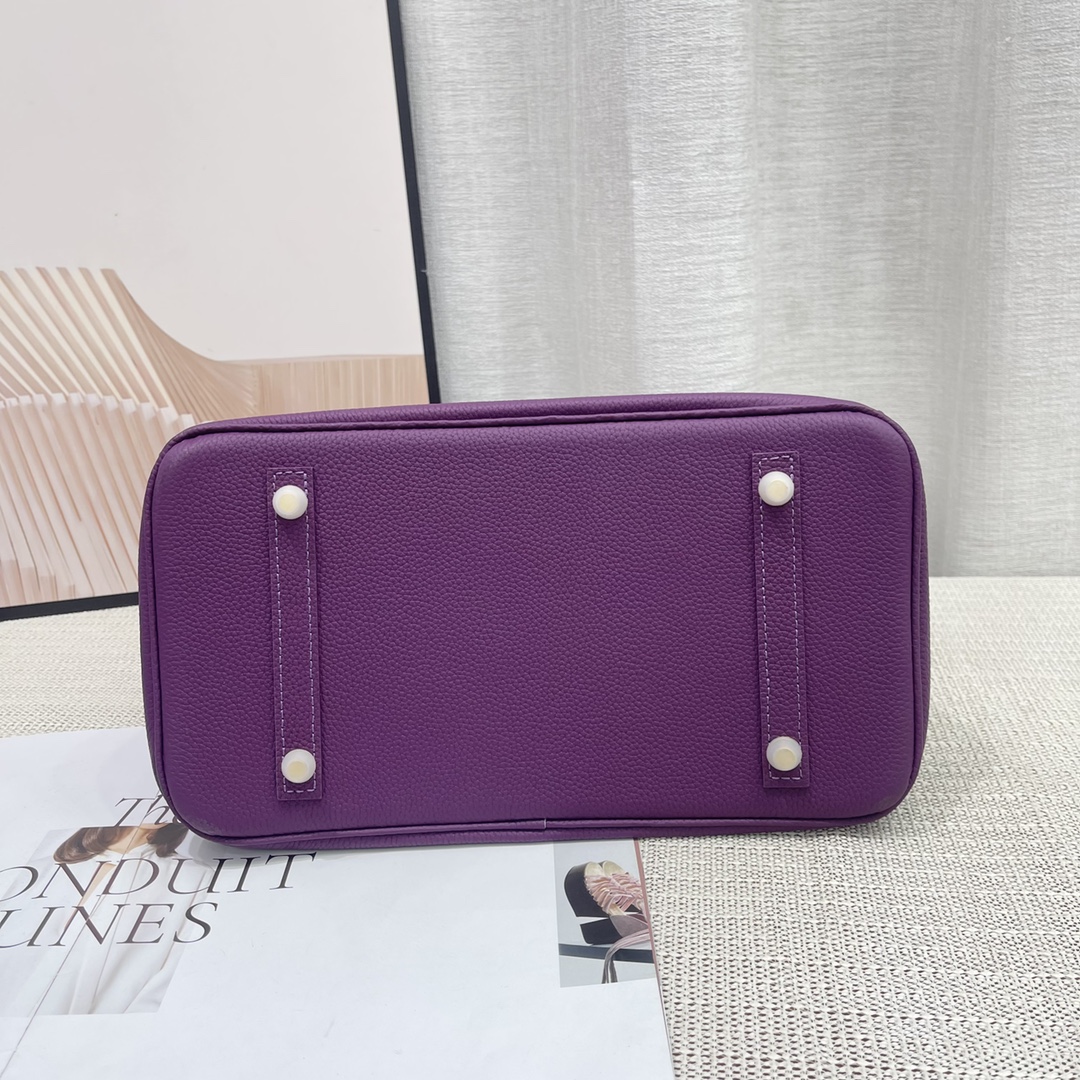 H-Inspired Birkin Togo Retourne Bag Golden-Purple Bag - Gorchic - $185.99