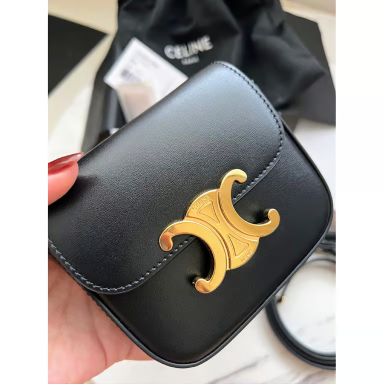 CL MINI TRIOMPHE IN SHINY CALFSKIN BLACK - Bag - Gorchic - $93.99