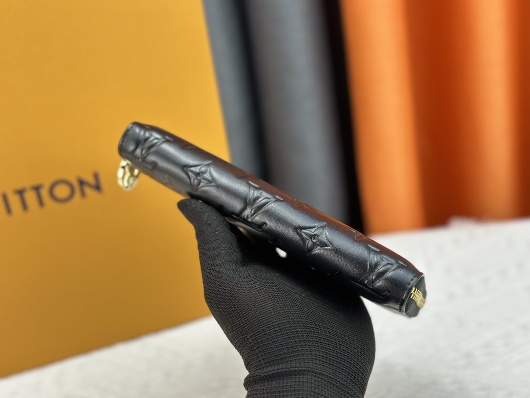 Designer Monogram  Zippy Wallet Vertical Canvas Wallet-Black In Embossed Wallet - Gorchic - $52.99