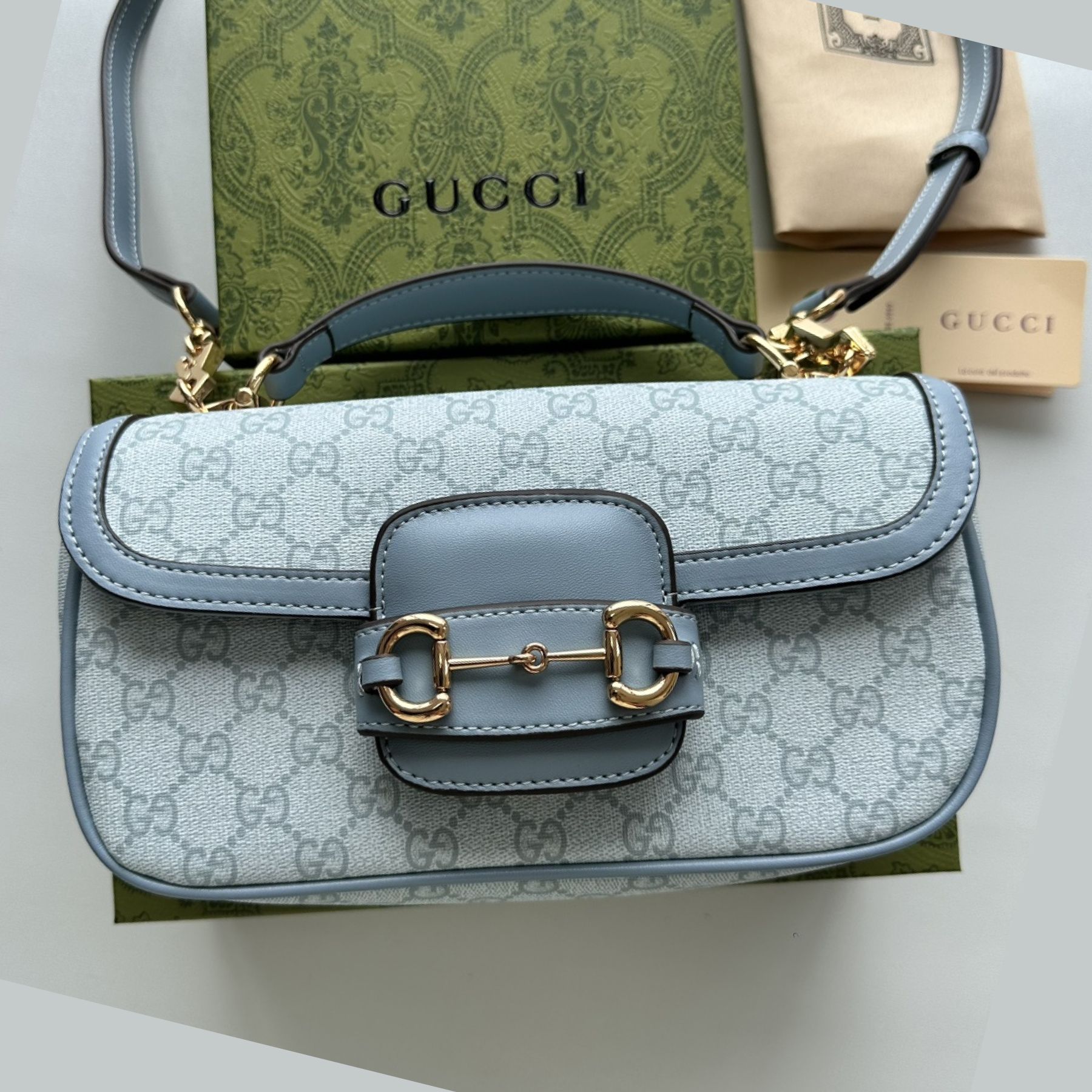 Double-G Horsebit 1955 Small Blue Shoulder Bag - Gorchic - $121.99