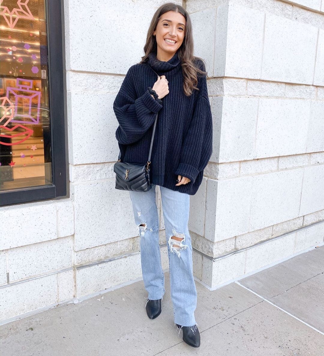 Lady Designer Loulou Toy quilted leather shoulder bag black - Bag - Gorchic - $114.99