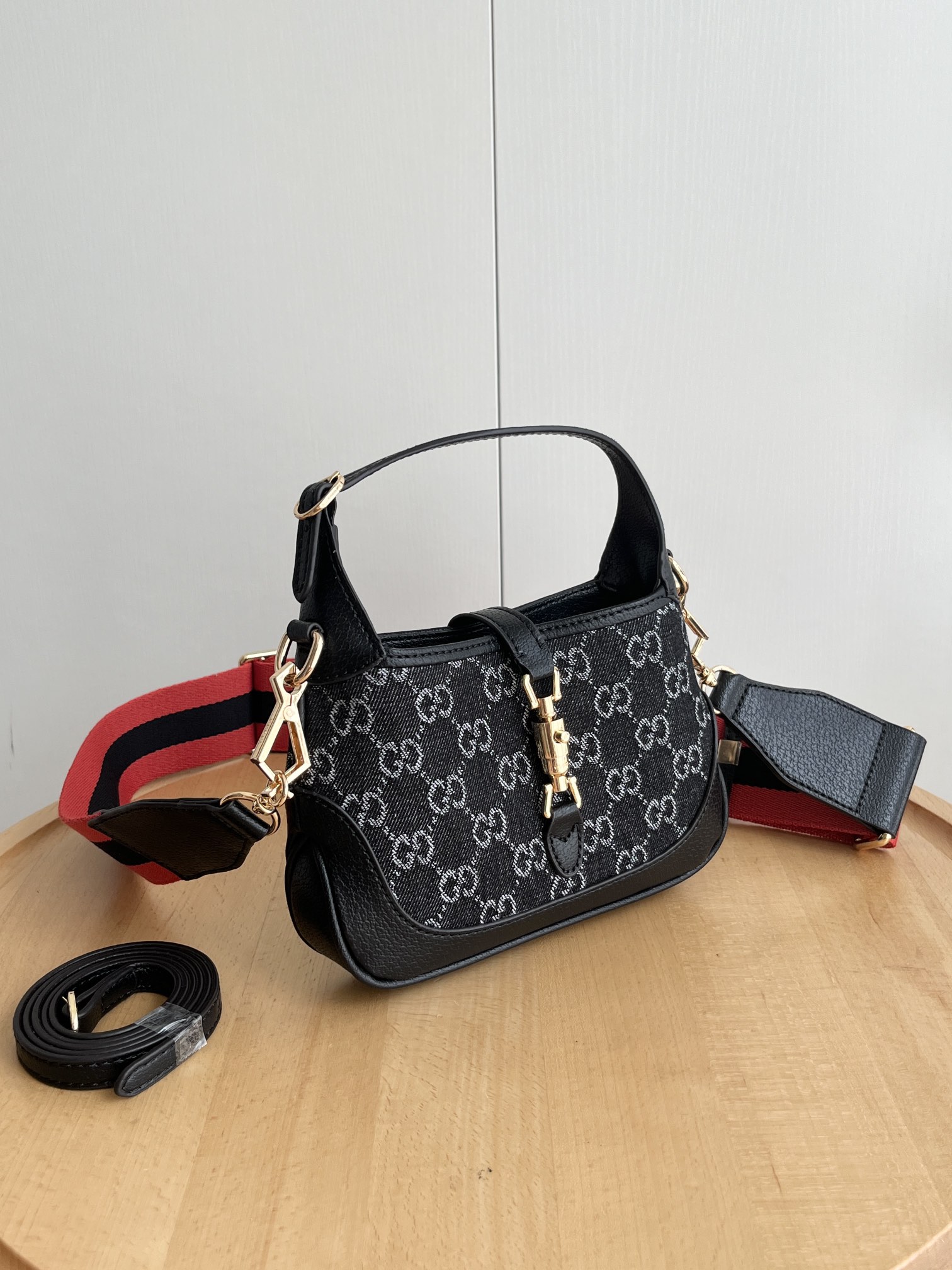Double-G Mini Jackie 1961 Bag in Horsebit Black Denim and GHW - Bag - Gorchic - $121.99