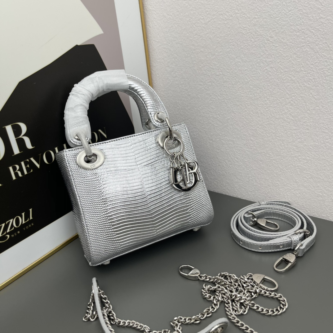 D Inspired lady bag 17cm lizard bag-Sier - Bag - Gorchic - $158.99