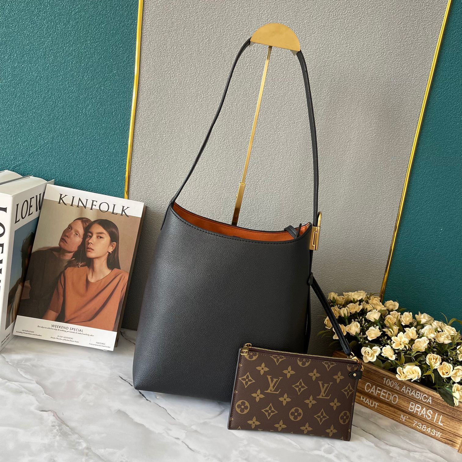 Designer Monogram  Low Key Hobo PM Bag in Black - Bag - Gorchic - $139.99