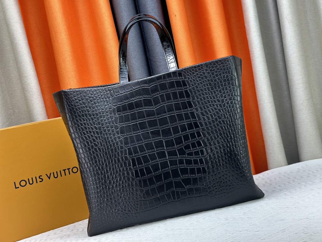 Designer Monogram Maison Fondée En 1854 Crocodile Pattern Black - Bag - Gorchic - $145.99