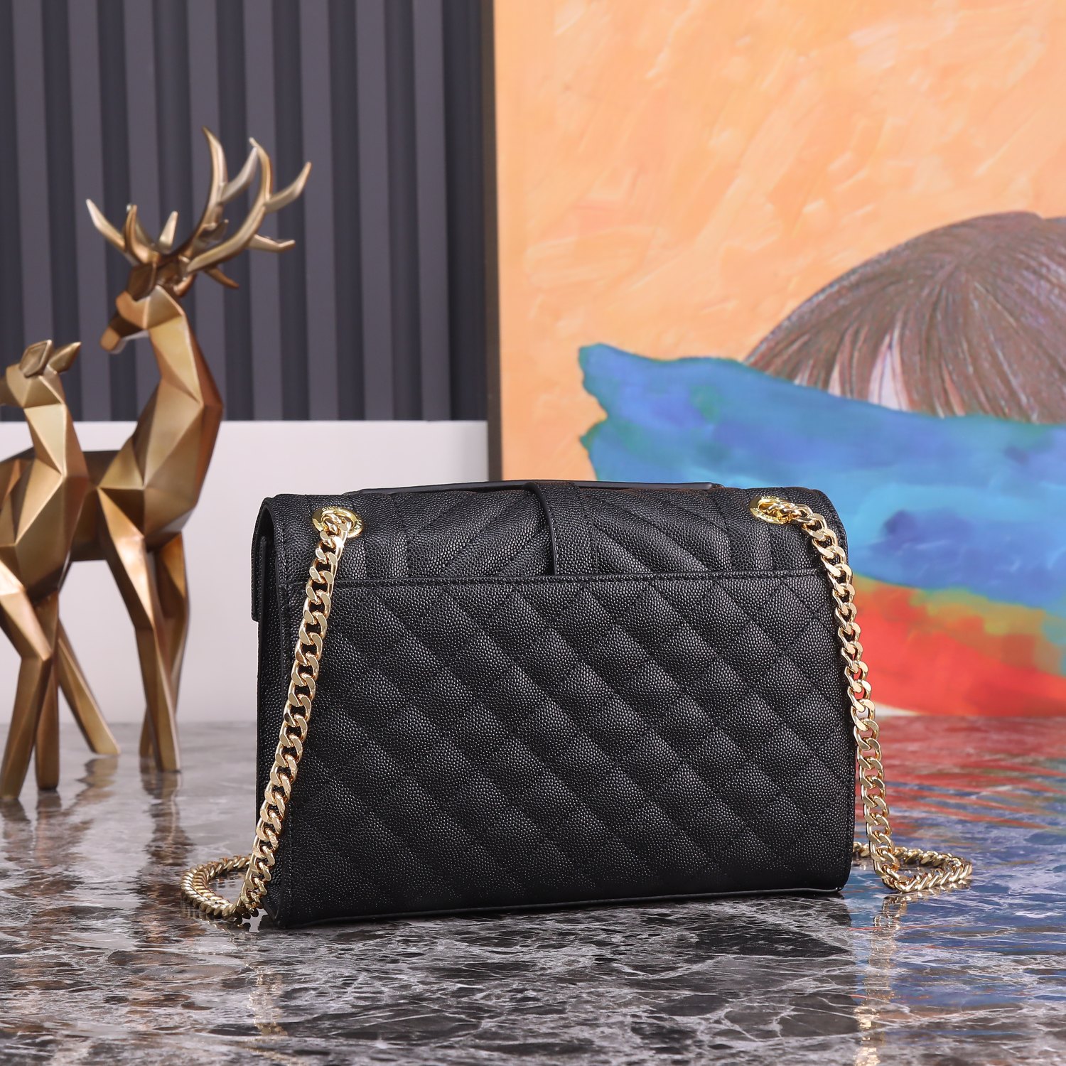 Lady Designer Envelope Medium Bag -Black Bag - Gorchic - $117.99