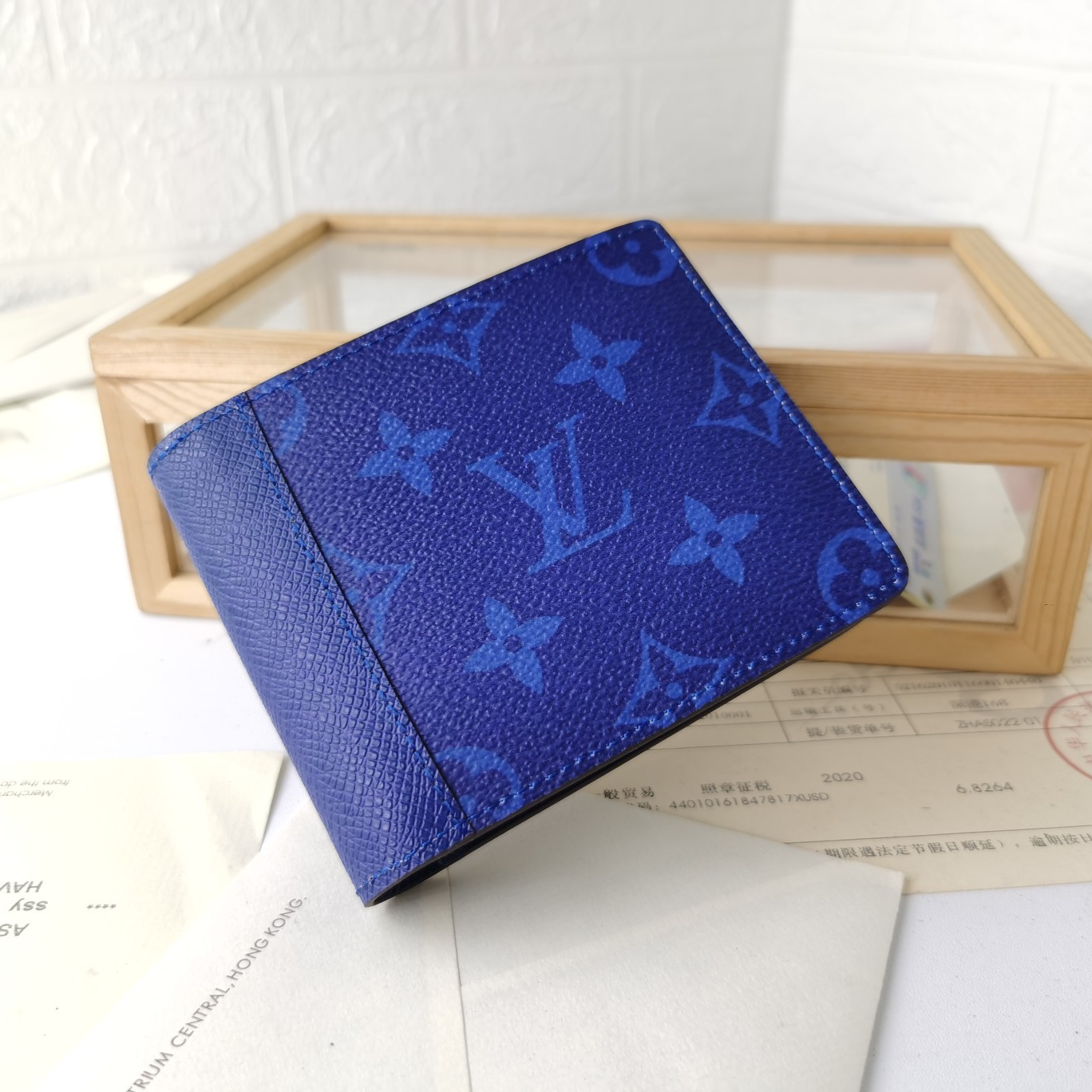 Designer Monogram Multiple Blue Wallet - Gorchic - $44.99