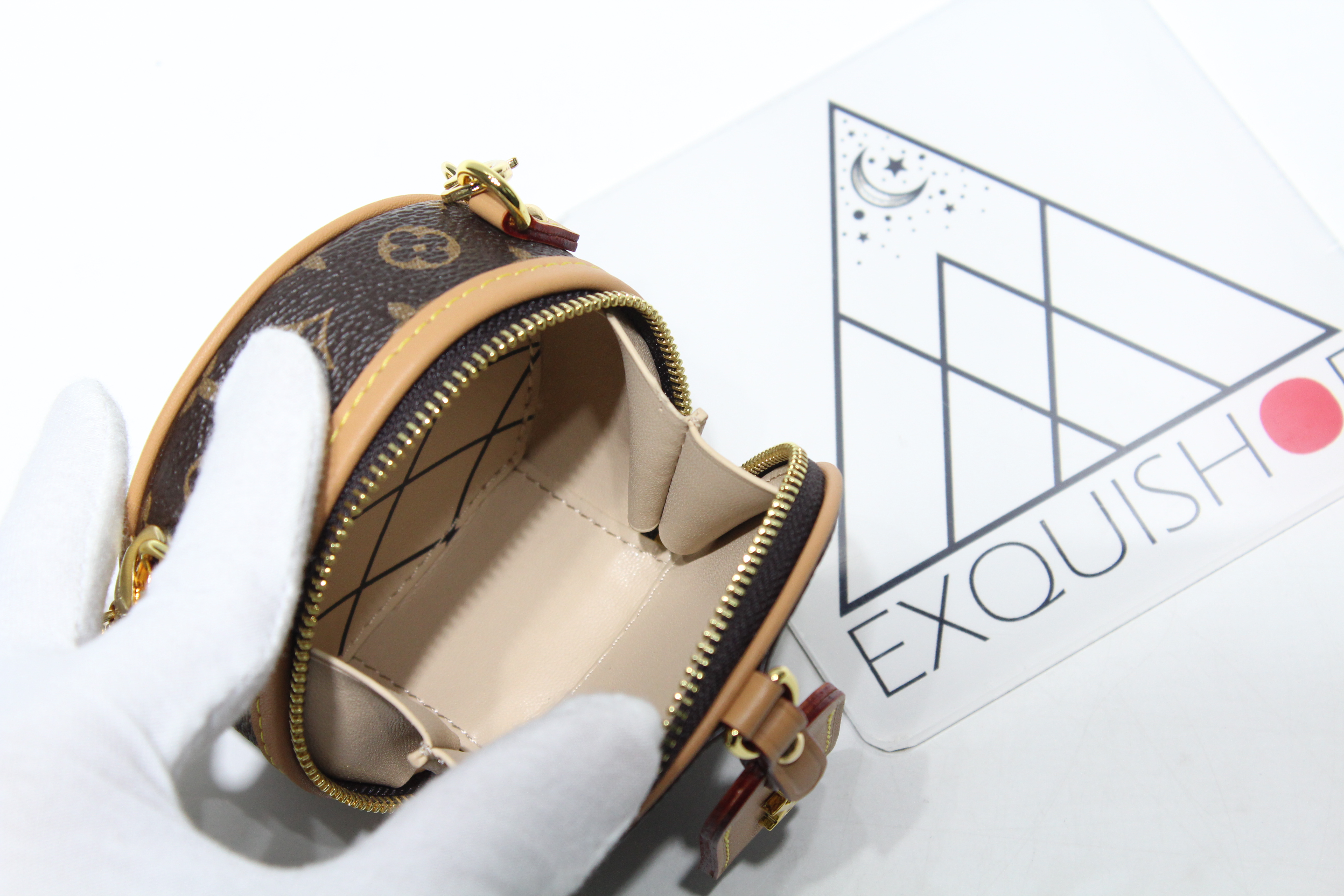 Designer Monogram Canvas Boite Chapeau Necklace Bag - Gorchic - $181.99