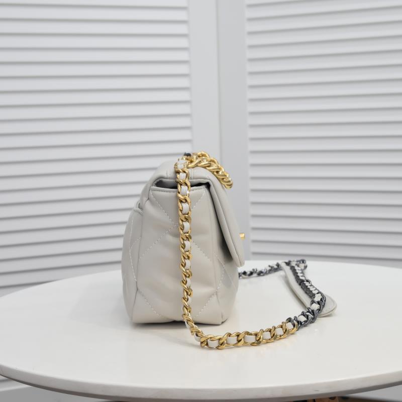 CC Inspired Calfskin Quilted CC Inspired 19 Flap White -Golden - Bag - Gorchic - $132.99