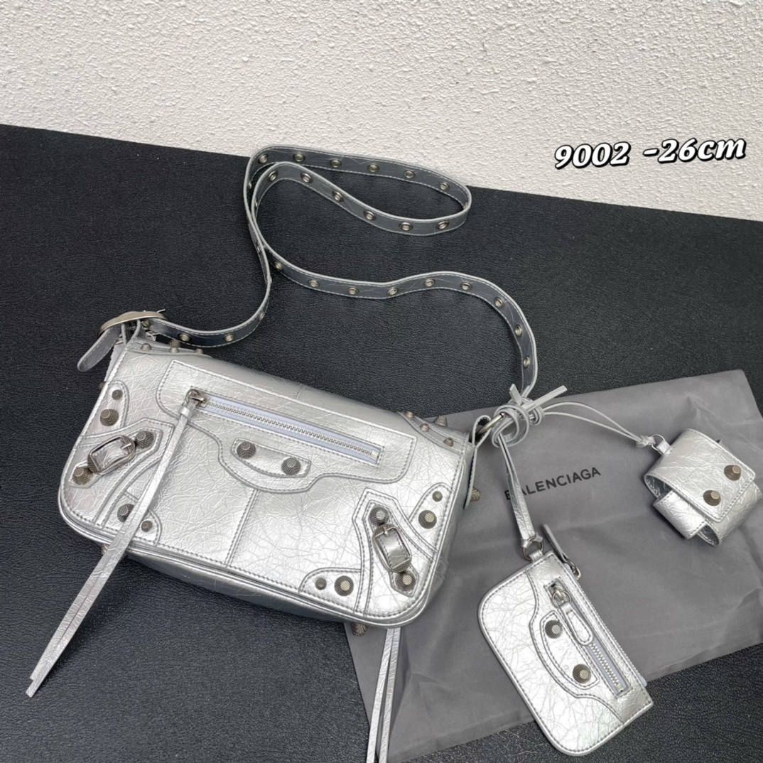 Hourglass iconic Le Cagole XS Leather Duffle Sliver Bag - Gorchic - $183.99