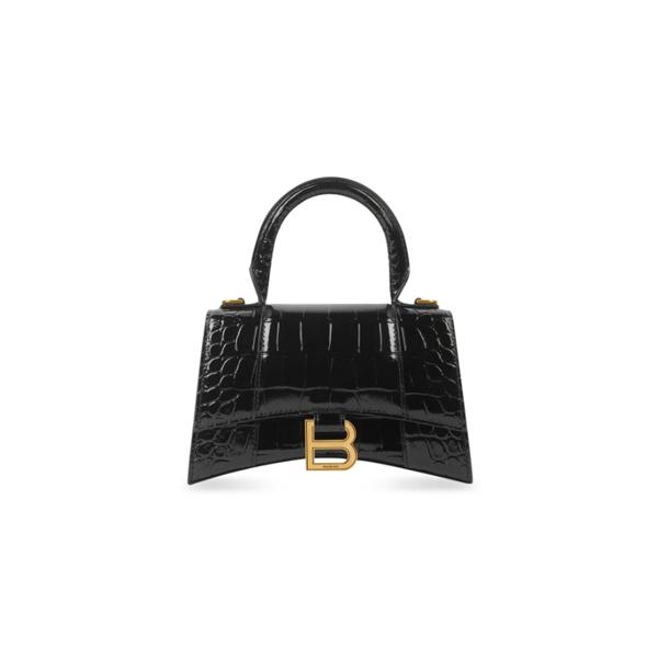 Hourglass iconic WOMEN'S HOURGLASS SMALL HANDBAG CROCODILE EMBOSSED IN BLACK - Bag - Gorchic - $215.99