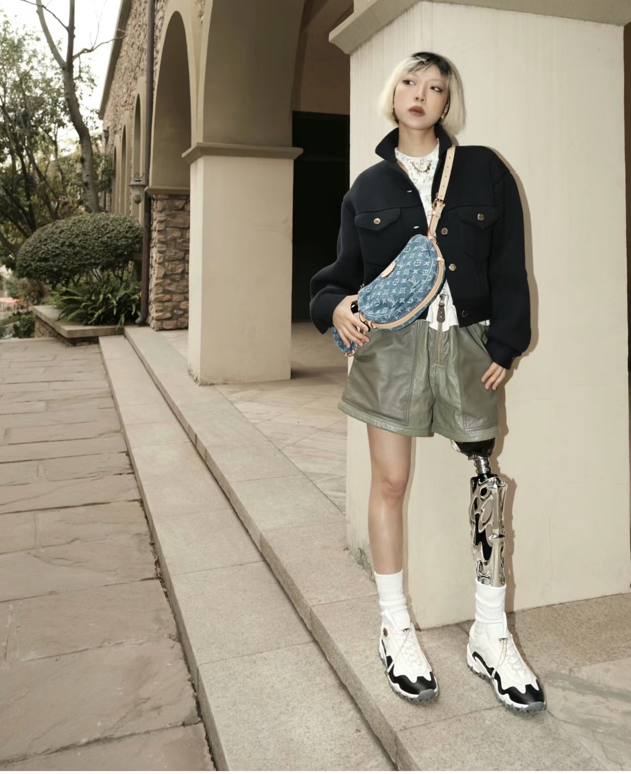 Designer Monogram New  Remix Croissant Denim MM Bag - Gorchic - $131.99