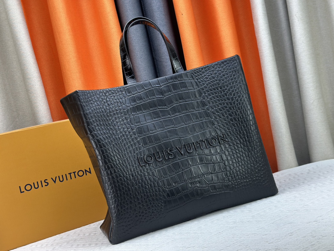 Designer Monogram Maison Fondée En 1854 Crocodile Pattern Black - Bag - Gorchic - $145.99