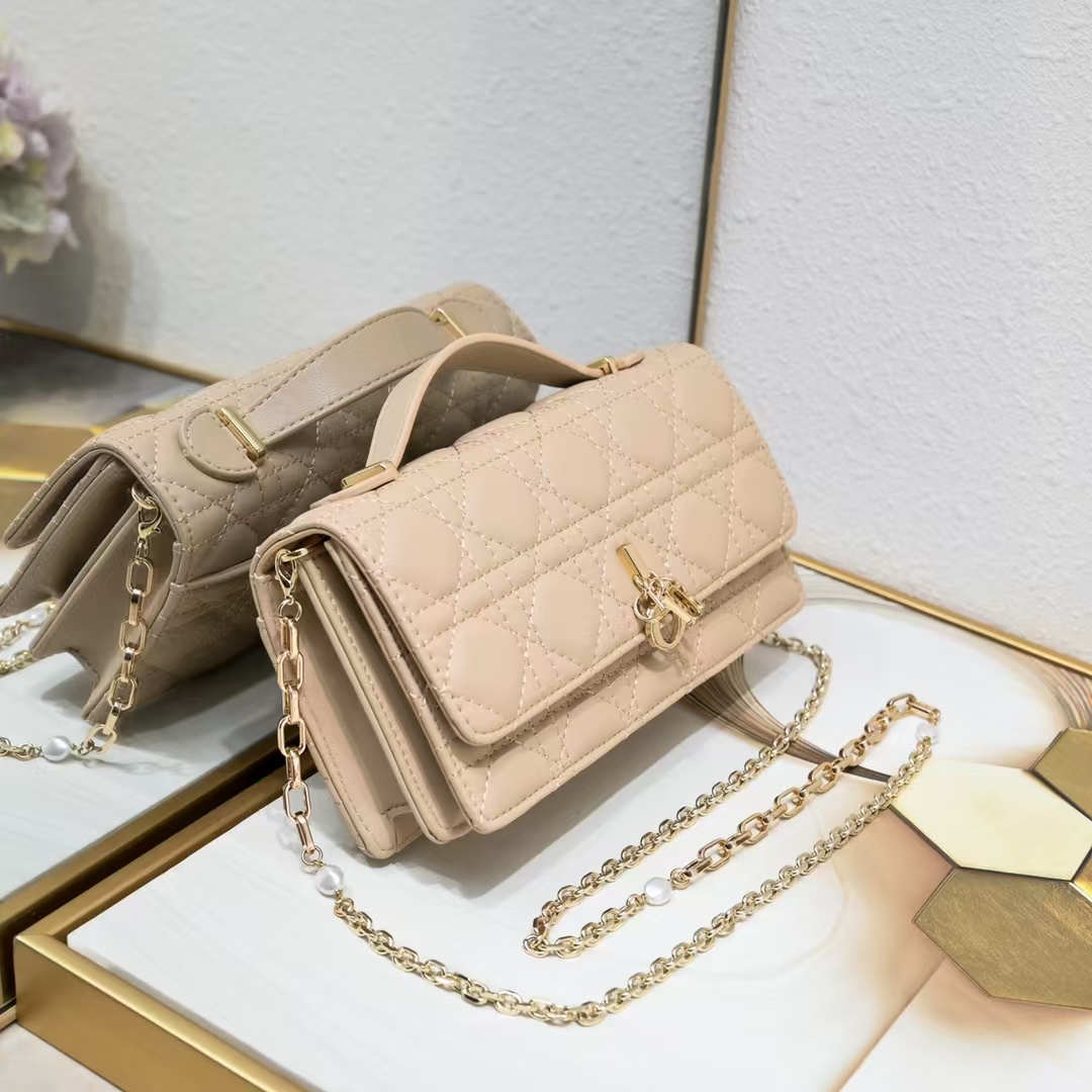 D Inspired Mini Bag Powder Beige Cannage Lambskin - Gorchic - $142.99