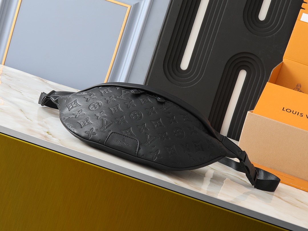 Designer Monogram Discovery Bum Bag - Black Embossed Bag - Gorchic - $123.99