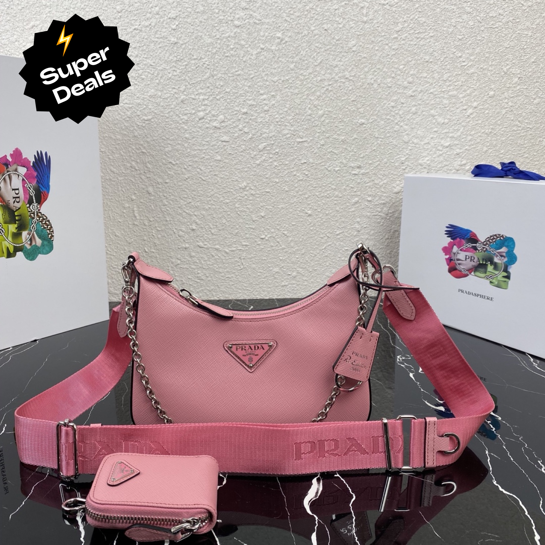 Saffiano texture Re-Edition 2005 Saffiano Leather Bag - Gorchic - $103.99