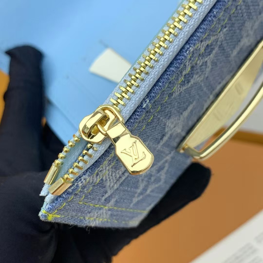 Designer Monogram  Victorine Monogram Denim Half Wallet Blue - Gorchic - $88.99