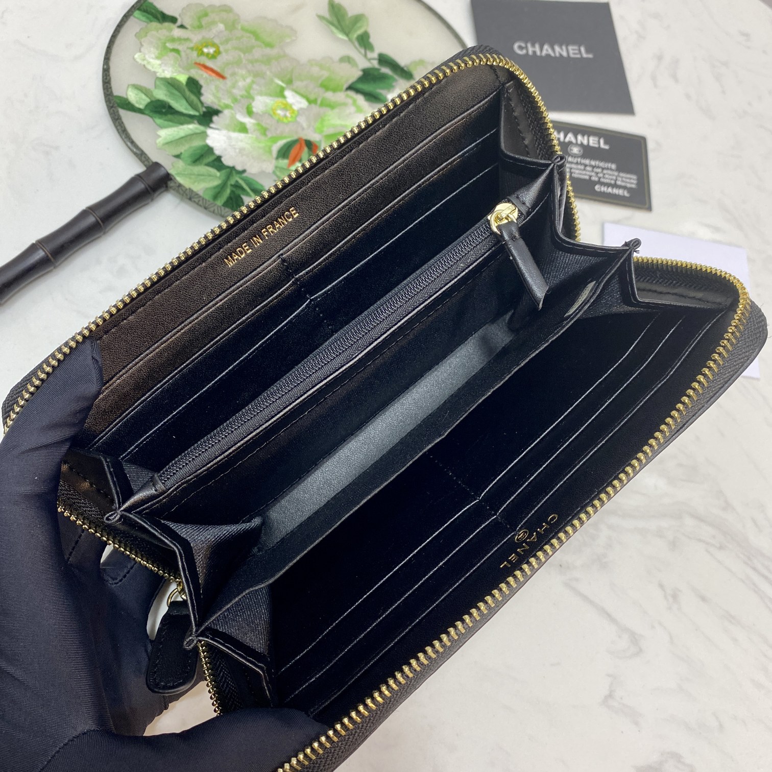 CC Inspired Caviar Chevron Quilted Wallet -Plain Gold Wallet - Gorchic - $52.99