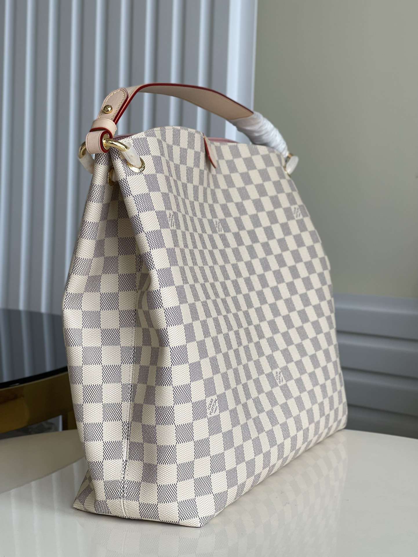 Designer Monogram Graceful MM Damier Azur Canvas Shoulder Bag - Gorchic - $120.99