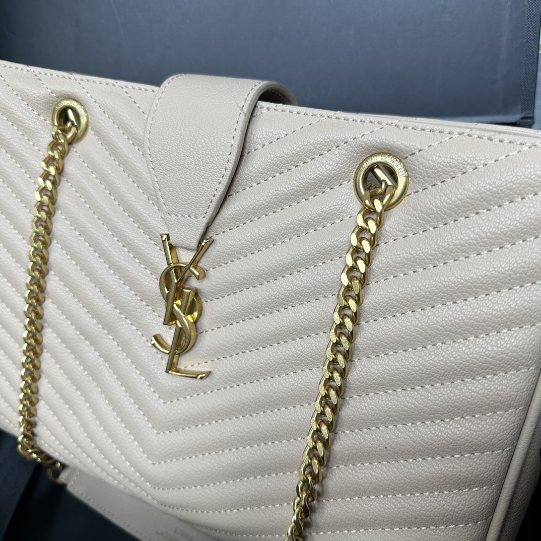 Lady Designer  Grain De Poudre Matelasse Chevron Monogram Shopping Bag Apricot - Bag - Gorchic - $153.99