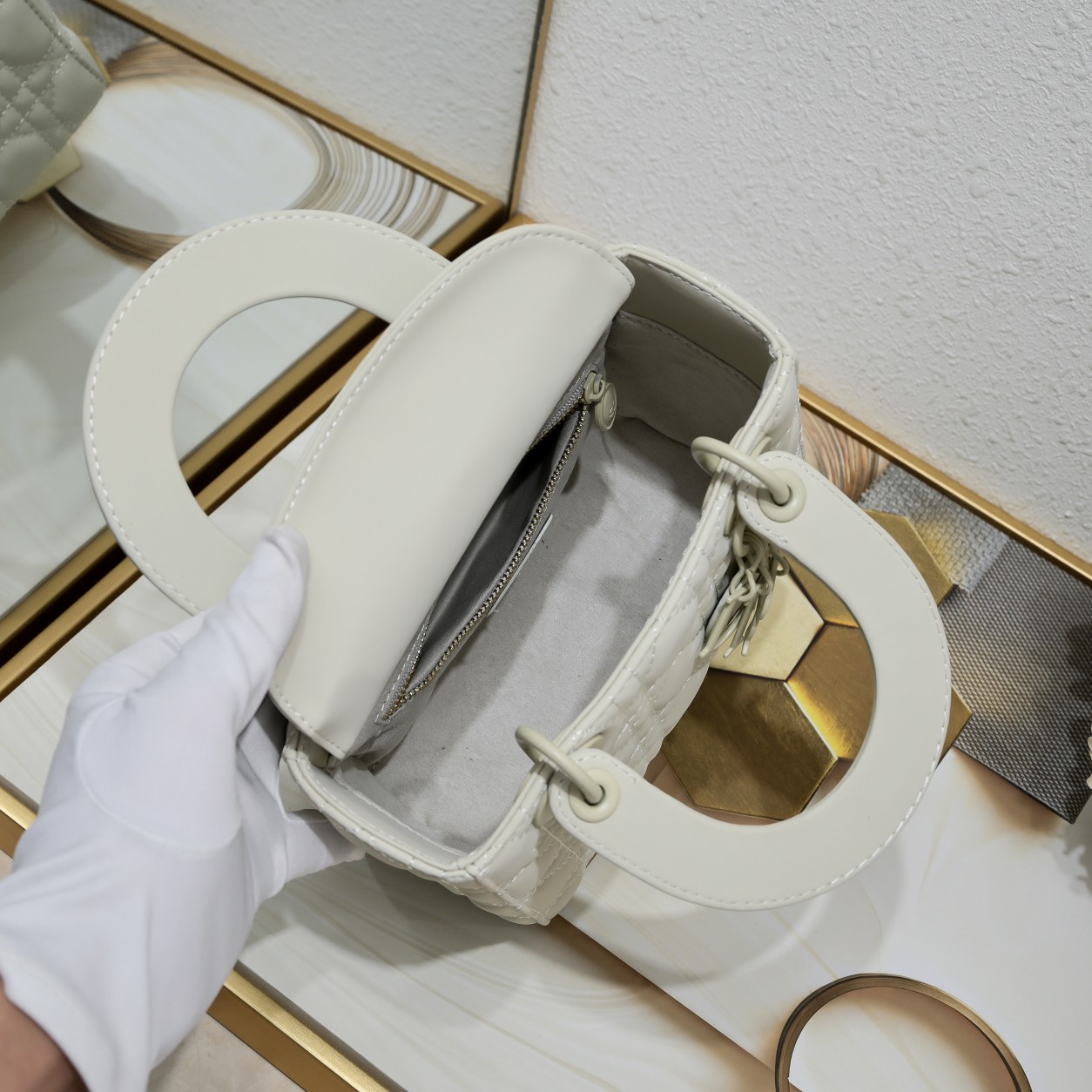 D Inspired Small Lady D Inspired Bag White Ultramatte Calfskin - Bag - Gorchic - $144.99