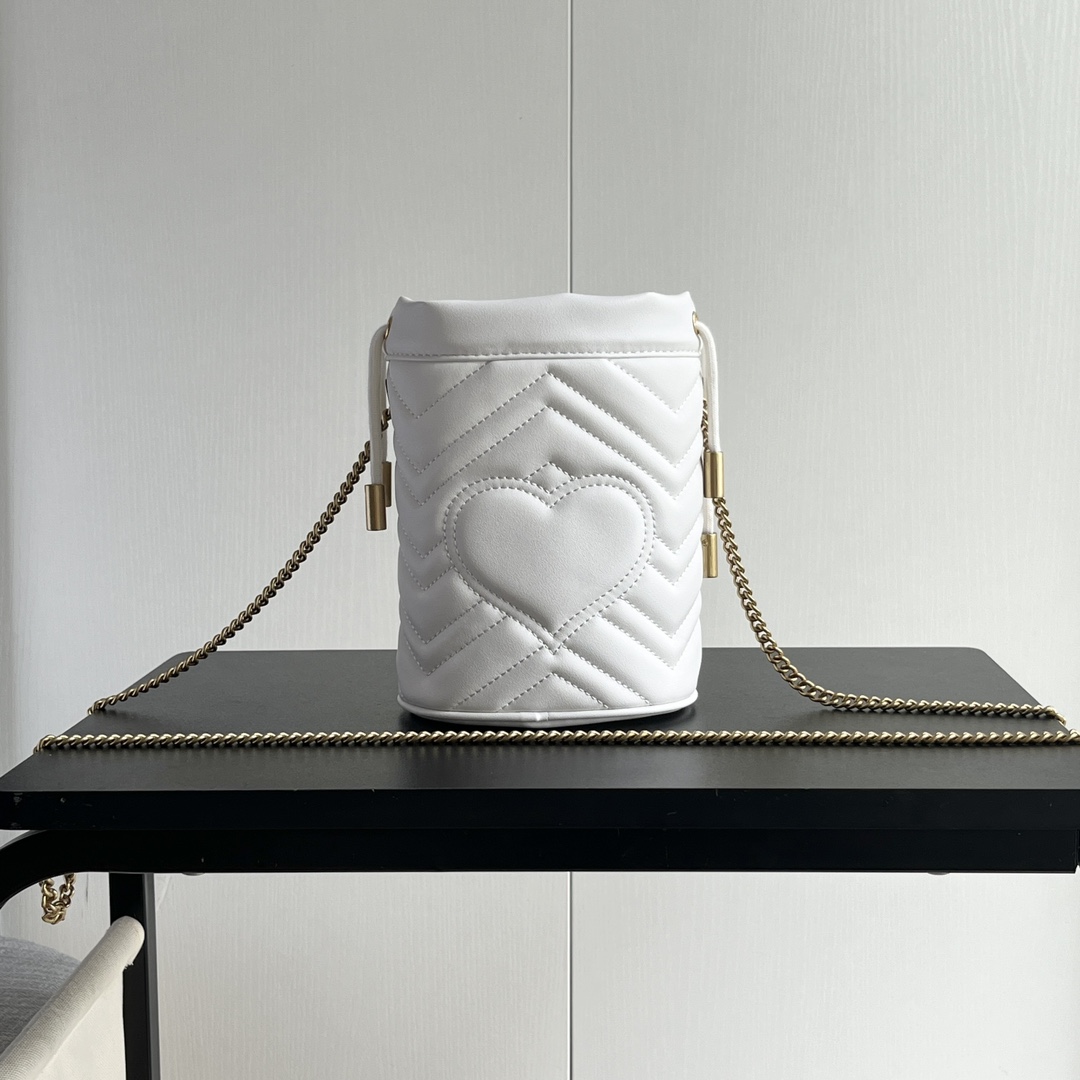 Double-G GG marmont mini bucket bag White - Bag - Gorchic - $121.99