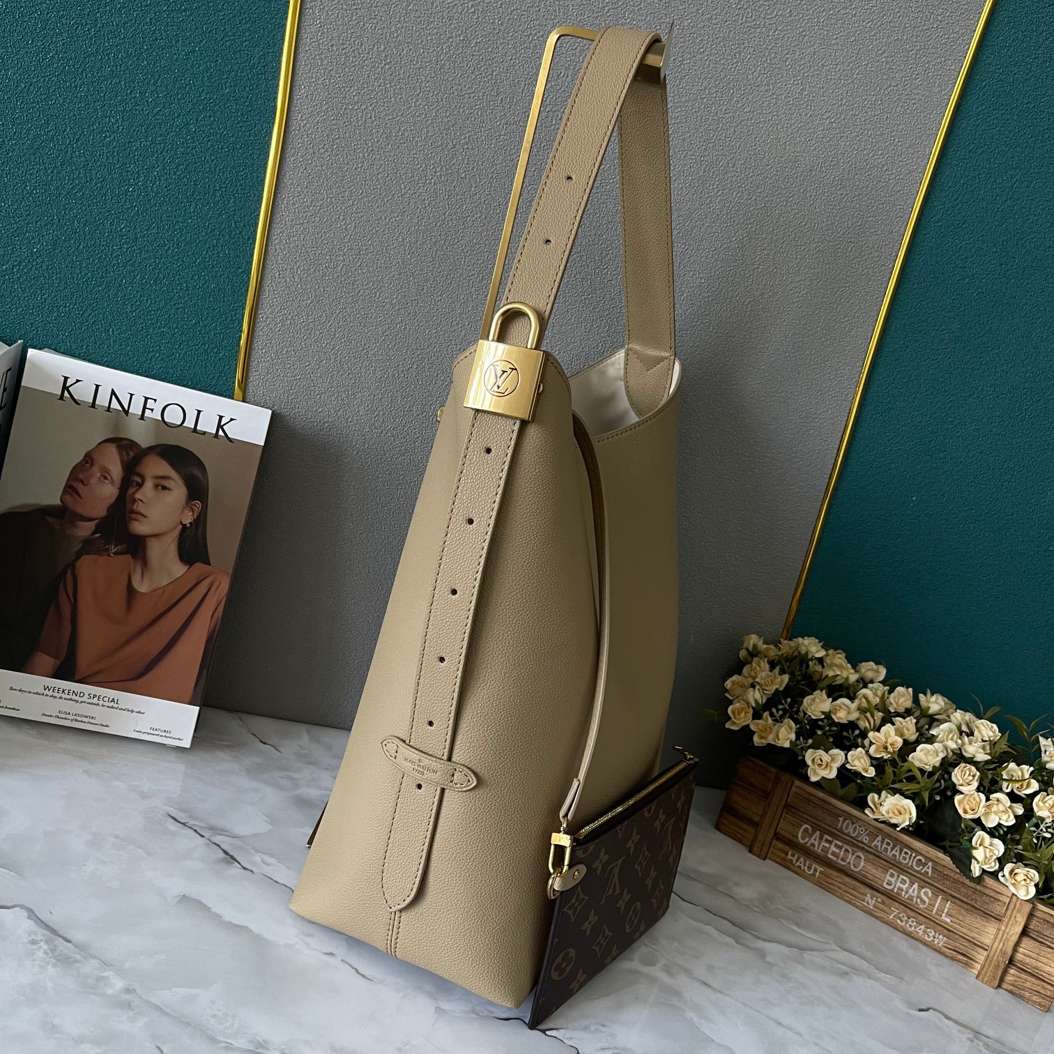 Designer Monogram  Low Key Hobo MM Bag in Apricot - Bag - Gorchic - $138.99