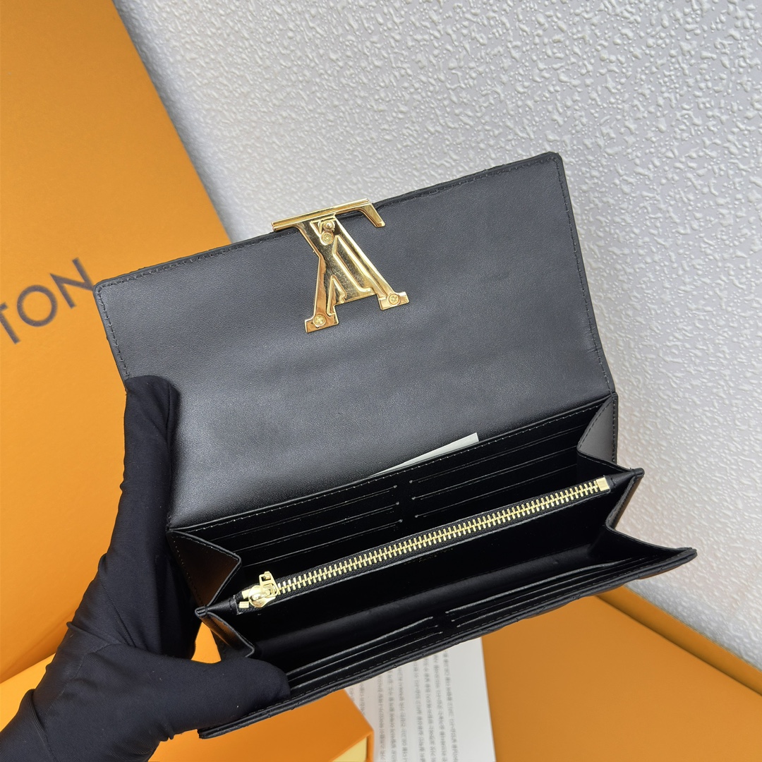 Designer Monogram Capucines Compact Maxi Black Wallet ﻿ - Gorchic - $110.99