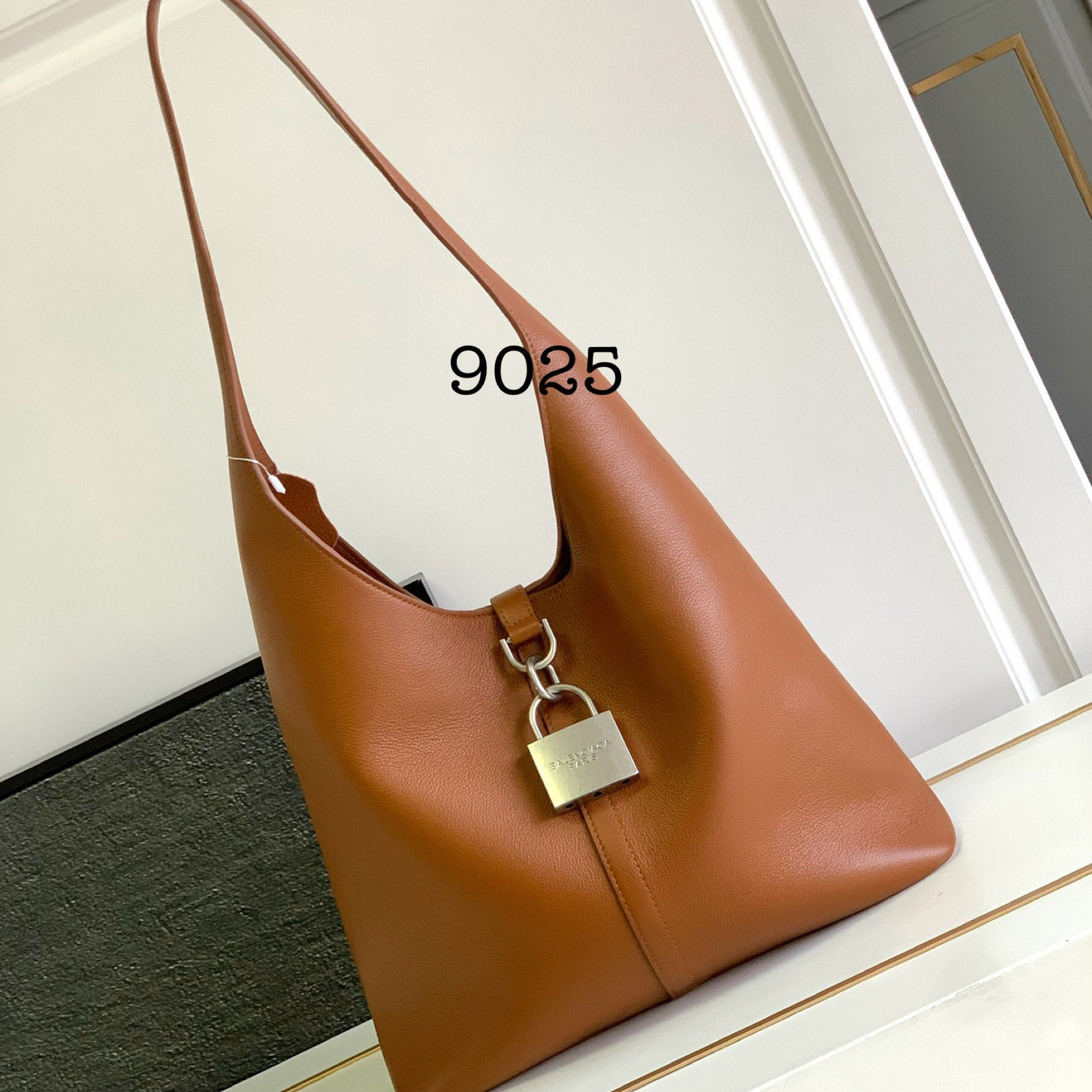 Hourglass iconic Lock Trim Large Tramp Bag - Brown Bag - Gorchic - $144.99