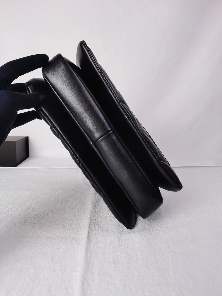 CC Inspired Top Handle Flap Bag Lambskin -Black - Gorchic - $140.99