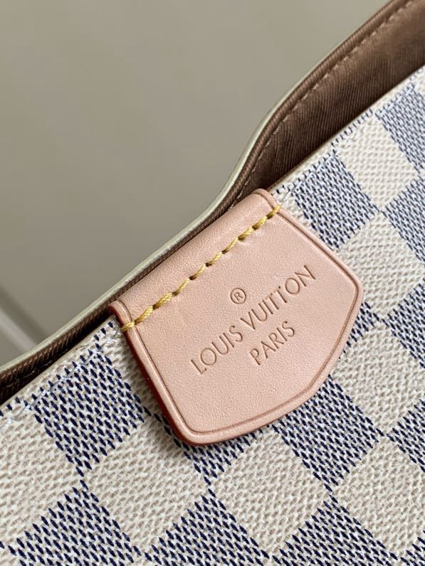 Designer Monogram Graceful MM Damier Azur Canvas Shoulder Bag - Gorchic - $120.99