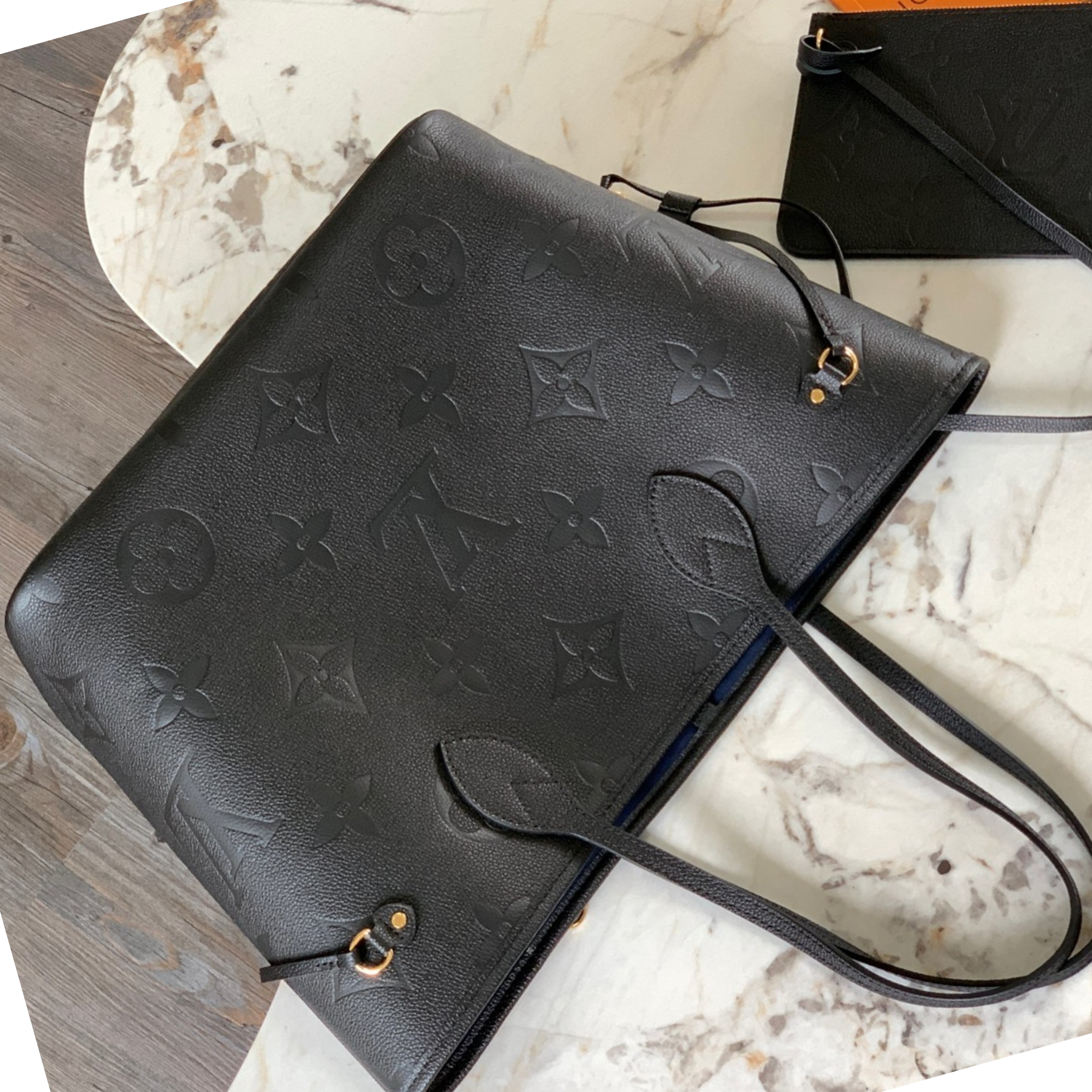 Designer Monogram Neverfull Black Embossed Medium Handbag - Gorchic - $118.99