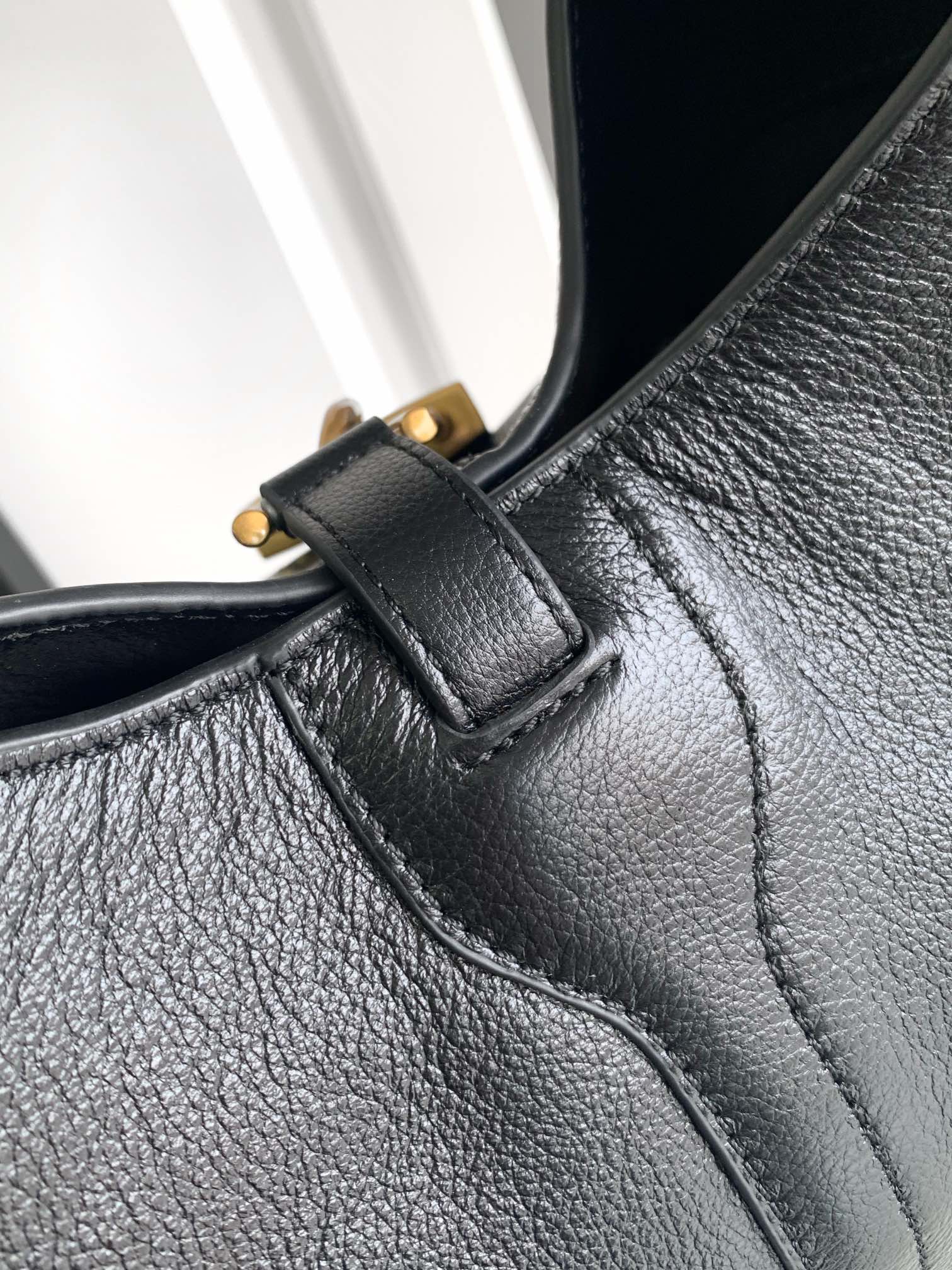 Hourglass iconic Lock Trim Large Tramp Bag - Black Gold Bag - Gorchic - $144.99