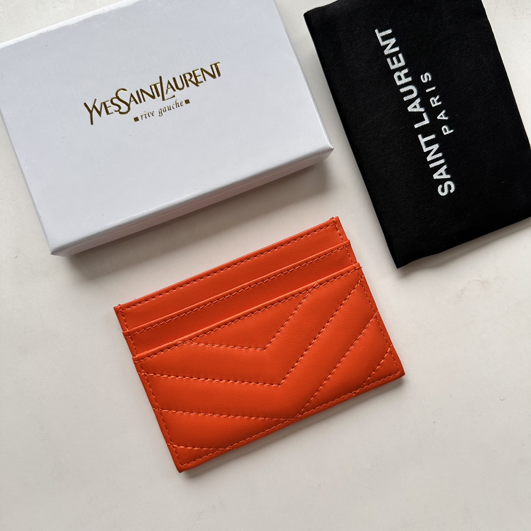 Lady Designer CASSANDRE MATELASSÉ card case in lambskin -Red Wallet - Gorchic - $35.99
