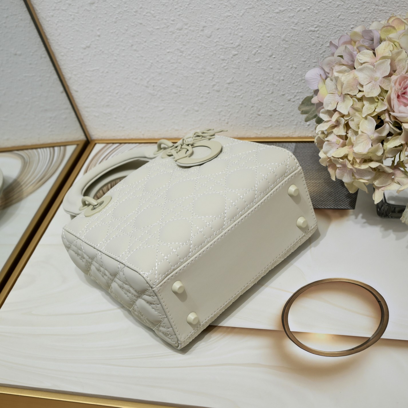 D Inspired Small Lady D Inspired Bag White Ultramatte Calfskin - Bag - Gorchic - $144.99