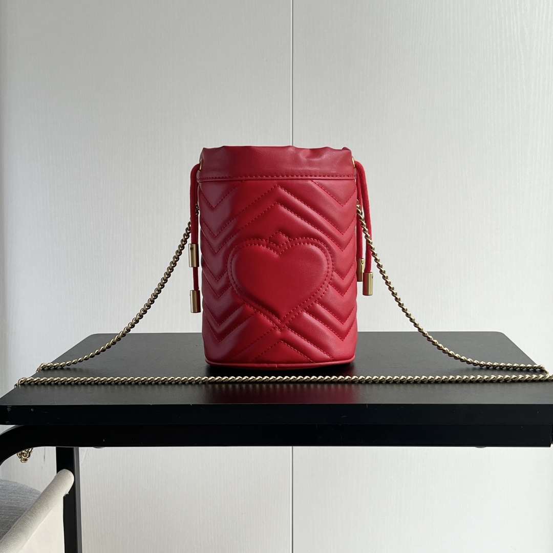 Double-G GG marmont mini bucket bag Red - Bag - Gorchic - $121.99