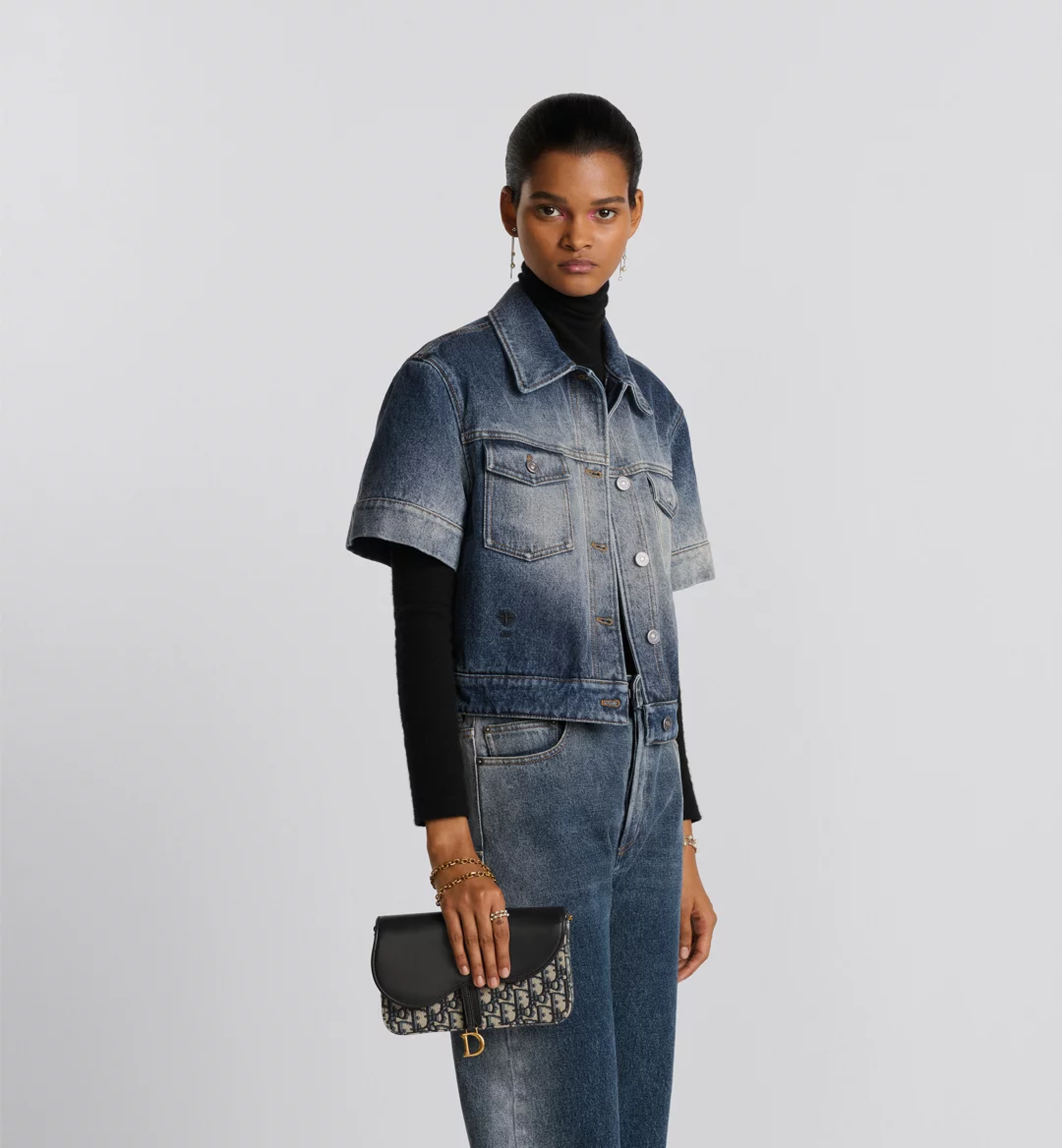 D Inspired Saddle Blue Chain Pouch Bag - Gorchic - $122.99