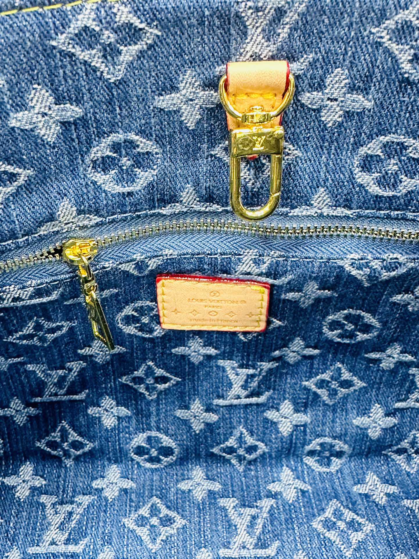 Designer Monogram Jacquard Denim Onthego Blue Bag - Gorchic - $114.99
